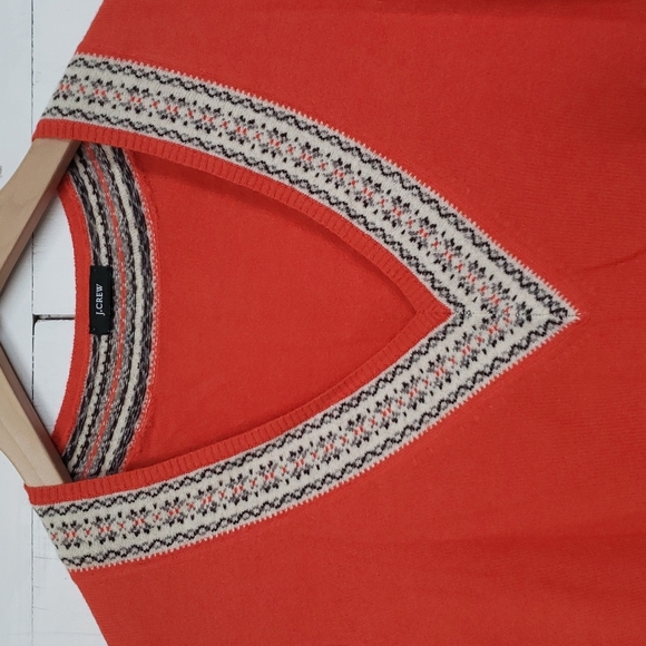 JCrew fairisle vneck fine merino sweater M/L - Picture 1 of 5